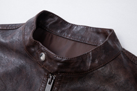 Veste en cuir solide et confortable de haute qualité pour hommes avec col montant pour la moto d'hiver, différentes couleurs disponibles