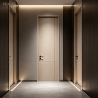 Porte à panneau mouluré, design plat, en bois, sur mesure, couleur personnalisable pour projets d'appartements et d'hôtels