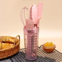 Ensemble de spatules de cuisson en silicone 7 pièces avec tasse à mesurer séparateur d'oeufs en plastique et fouet pinces de cuisine ustensiles de cuisine