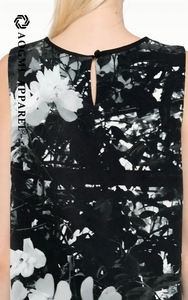 Abito <span class=keywords><strong>Midi</strong></span> Slim <span class=keywords><strong>a</strong></span> <span class=keywords><strong>fiori</strong></span> senza maniche con girocollo in seta/cotone/pizzo vestito estivo Casual - Product Image 5