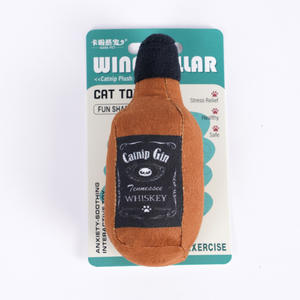 Jouet pour chat en forme de bouteille de vin, en peluche à la menthe, sonore, interactif, apaisant et stimulant, jouet à mordre pour chat - Product Image 1