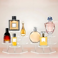 Présentoir Hexagonal Acrylique Personnalisé à 7 Niveaux avec Piliers Transparents pour Magasin de Détail, Support à Cupcakes et Parfums, Présentoir Acrylique Transparent