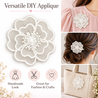 Applique brodée 3D en dentelle blanche pour robes, vêtements, sacs, accessoires pour cheveux, travaux manuels de couture, décoration de mariage, mariée