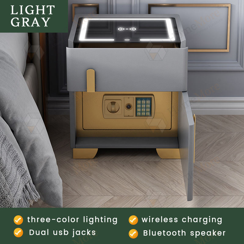 GRIS CLAIR + chargement sans fil + lumière d'ambiance tricolore + USB