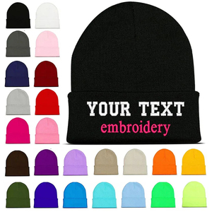 Customized Printed Logo <strong>Winter</strong> Knitted Keep Warm Cold <strong>Cap</strong> Unisex Solid Color Hip Hop Crochet Skull Beanie Hats - Product Image 1
