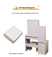 Dareko Coiffeuse Filles Moderne Simple en Bois Table de Maquillage Princesse avec Miroir LED et Tiroir pour Chambre à Coucher
