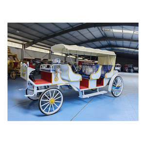 Carruaje de caballos blanco eléctrico de estilo victoriano 2024 con asiento Clarete, 4 ruedas de acero para visitas turísticas en blanco nuevo - Product Image 2
