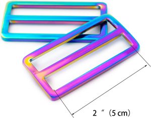 Boucles de réglage plates en métal arc-en-ciel, glissières pour ceinture CPS, boucles Triglide pour attache de sangle, artisanat du cuir, ajusteur de ceinture de sac - Product Image 2