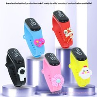 Montre numérique pour enfants à affichage LED, étanche, à bracelet en plastique, avec cadran mignon de dessin animé, couleur bonbon, à commande tactile, vente en gros