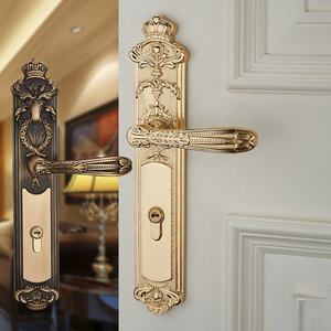 लक्जरी गोल्डन यूरोपीयन शैली विला प्रवेश द्वार लॉक रेट्रो शैली प्राचीन तांबा नक्काशी सभी तांबे के इंटीरियर लॉक - Product Image 2