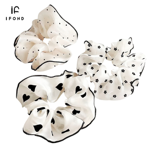 Coletero de Malla Transparente Estilo Francés IFOND <span class=keywords><strong>con</strong></span> Puntos Negros, Corazones y Estampados, Ideal para el Uso Diario de Niñas - Product Image 1