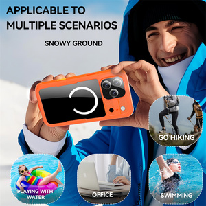 Custodia Impermeabile Lusso Arancione Antipolvere Subacquea per iPhone 17 Pro Max, Custodia Mars Resistente all'Acqua con Cinghia da Polso - Product Image 4