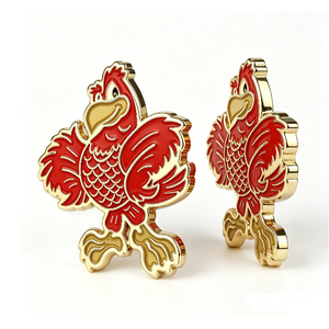 Red Cardinal Mascot Metal <b>Pin</b> Gold Plated Hard Enamel Collectible Art <b>Badge</b> Cartoon Shape - Product Image 5