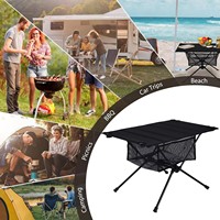 Table de camping moderne et légère, pliable et portable, avec filet de rangement en maille pour la randonnée en plein air, la plage, les pique-niques et les voyages