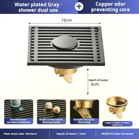 Pistolet linéaire moderne 10CM carré 4 pouces anti-odeur noyau en laiton gris salle de bain douche couvercle de drain de sol spécifique pour Machine à laver