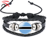 Bracelet en cuir avec drapeau national pour les fans de football, logo personnalisé, pays d'Afrique, Sénégal, Angola, Ghana, pour cadeaux