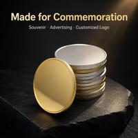 Disponible immédiatement : Disque commémoratif en laiton plaqué or 24 carats, diamètre 40 mm, épaisseur 3 mm, gravure laser personnalisée, impression typographique de logo
