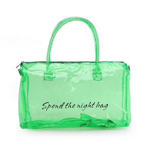Bolso de hombro de viaje de PVC transparente de moda para mujer al por mayor, bolsa de viaje de gelatina a prueba de polvo para la noche, bolsa de lona con cierre de cremallera portátil - Product Image 3