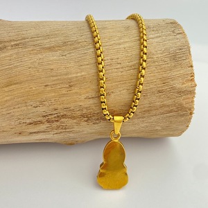 Collar con colgante de Buda Guanyin de yunnique, amuleto de la paz de acero inoxidable dorado, joyería de regalo - Product Image 4