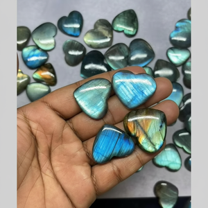 100% naturel fait à la main bleu Multi Labradorite coeur Cabochon haute qualité poli pierre précieuse en vrac pour la fabrication de bijoux - Product Image 1