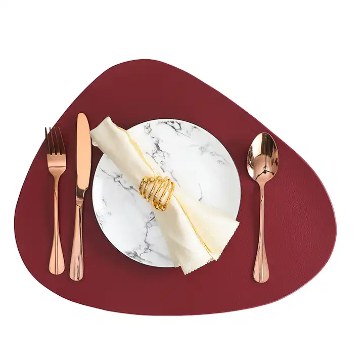 Wholesale Customized Logo Faux Leather Placemat Red Leather