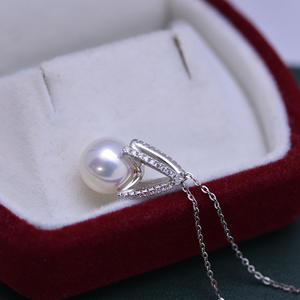 Collar con Colgante de Perla Blanca de Agua Dulce de 9-10 mm, Luz Intensa, Plata S925, Conjunto Completo, Joyería Xiang, Transmisión en Vivo, Wenchi, China - Product Image 3