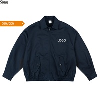 Veste bomber décontractée à logo personnalisé brodé, coupe-vent, veste de travail pour homme, coton surdimensionné, fermeture éclair intégrale, poche boutonnée, tenue streetwear