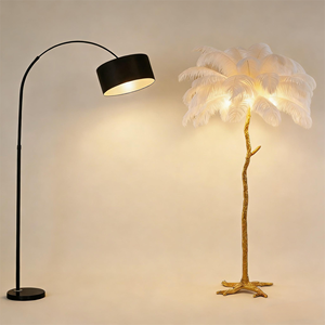 <span class=keywords><strong>Lampada</strong></span> da Terra di Lusso <span class=keywords><strong>con</strong></span> <span class=keywords><strong>Piume</strong></span> e Asta in Metallo Dorato, Luce Decorativa Romantica ed Elegante per Camera da Letto e Soggiorno - Product Image 5