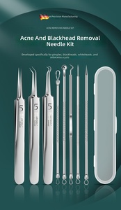 Kit de 8 Piezas de Acero Inoxidable para Eliminar Puntos Negros, Set de 7 Piezas para Extracción de Acné, Limpieza Facial y de Poros con Estuche - Product Image 3