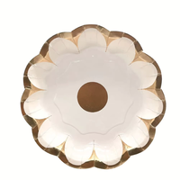 Assiette en papier d'estampage à chaud jetable coréen japonais 300g assiette peu profonde à pétales classiques pour ménage fête gâteau noix vaisselle