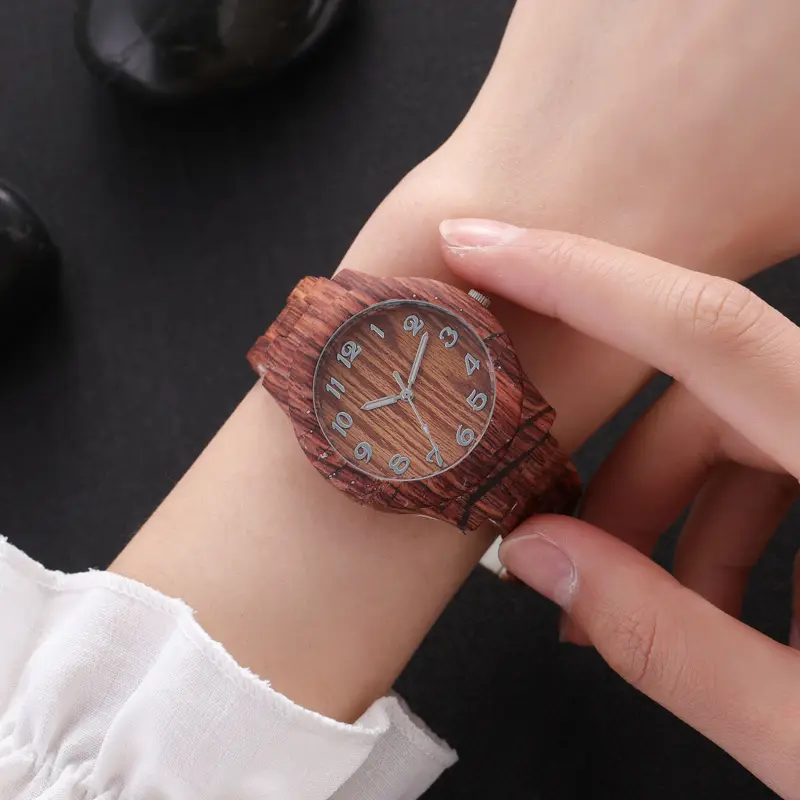 Wholesale custom logo Luxury Fashion Wristwatches Marine theme simulation wood grain band women Quartz Watches