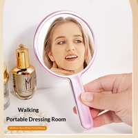 Miroir de maquillage portable à main avec cadre en plastique électroplaqué, personnalisable avec impression de logo, pour femmes