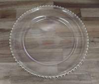Assiettes de Présentation Rondes Décoratives de 33 cm en Acrylique Transparent Bord Perlé pour Mariages et Événements