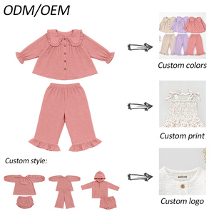 Set <span class=keywords><strong>di</strong></span> Abbigliamento per Ragazze in Cotone Organico 100%, <span class=keywords><strong>Camicia</strong></span> Oversize in <span class=keywords><strong>Mussola</strong></span> e Pantaloni a Gamba Larga, Outfit Casual - Product Image 6