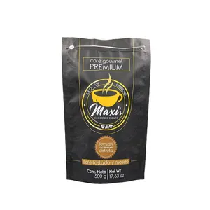 full color printing matte black coffee pouch doypack 500 gram standing up zip lock coffee sachet