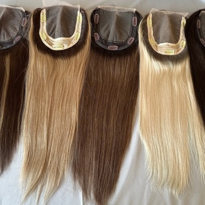 Topper con Chiusura in Pizzo per Capelli Europei, con Retro in Trama, 100% Capelli Umani Vergini, con Divisione a Destra, per Sistema di Integrazione a Rete per Parrucche - Product Image 4