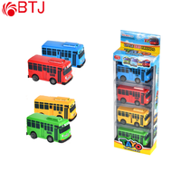 Autobús de Juguete Tayo Modelo Miniatura Barato de Plástico con Mecanismo de Fricción Autobús Escolar con Puerta que se Abre