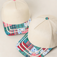 Gorra Trucker Premium Personalizada con Borde Impreso para Navidad, Estilo Urbano, Gorra de 5 Paneles con Logotipo Bordado, MOQ Bajo, Marcas, Plazo de Entrega Rápido