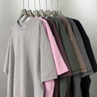 T-shirts à manches courtes en coton 100% de haute qualité, lavés, surdimensionnés, style rétro, imprimés en sérigraphie, personnalisables pour hommes