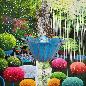 Chaîne de pluie moderne Art Déco de luxe en métal thermolaqué personnalisable, résistante aux intempéries et imperméable, sculpture décorative pour la maison - Product Image 2