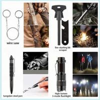 Kit de survie Bug Out Bag 16 en 1, équipement de survie d'urgence multifonctionnel, outils de randonnée et de camping pour les aventures en plein air