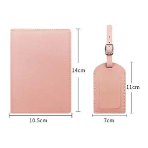 Porte-passeport en cuir PU noir et rose avec étiquette à bagages et porte-passeport, <span class=keywords><strong>personnalisable</strong></span> avec logo, pour voyage, cadeau, protège-passeport - Product Image 6