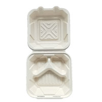 Boîte à lunch jetable en bagasse, étanche, biodégradable, résistante à l'huile, 3 compartiments, compatible micro-ondes et réfrigérateur, pour plats à emporter