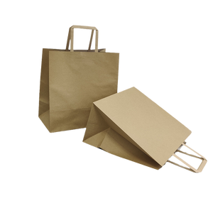 Eco-friendly Flat Handle Kraft White Take Away Paper <b>Bag</b> With Custom Logo Printing - Product Image 5