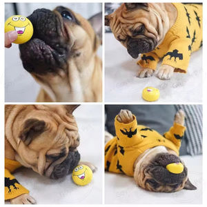 Nokta gülen yüz ifadesi ses lateks oyuncak eziyet dayanıklı karikatür Golden Retriever köpek özel Pet oyuncak toptan - Product Image 6