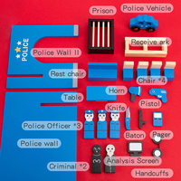 Maison de poupée de police en bois, jouet de simulation 3D, mini ensemble de police, meubles de jeu pour enfants, jouets éducatifs