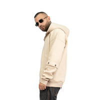 KY Sweat à Capuche Surdimensionné à Fermeture Éclair pour Homme Patchwork Streetwear avec Décoration à Oeillet