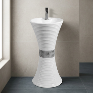 Ensemble de lavabo sur pied au design européen moderne et luxueux, sanitaires en céramique Vistaar, mitigeurs d'eau - Product Image 2