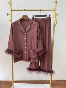 Wanpaul <strong>Women's</strong> Two Piece <strong>Thermal</strong> Knitted Camel Bird Feather Sleepwear Home <strong>Clothes</strong> - Product Image 3