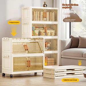 Henry çift kapı plastik katlanır saklama kutusu ev oturma odası için uygun çok katmanlı giysi ve oyuncak aperatif organizatör kabine - Product Image 4